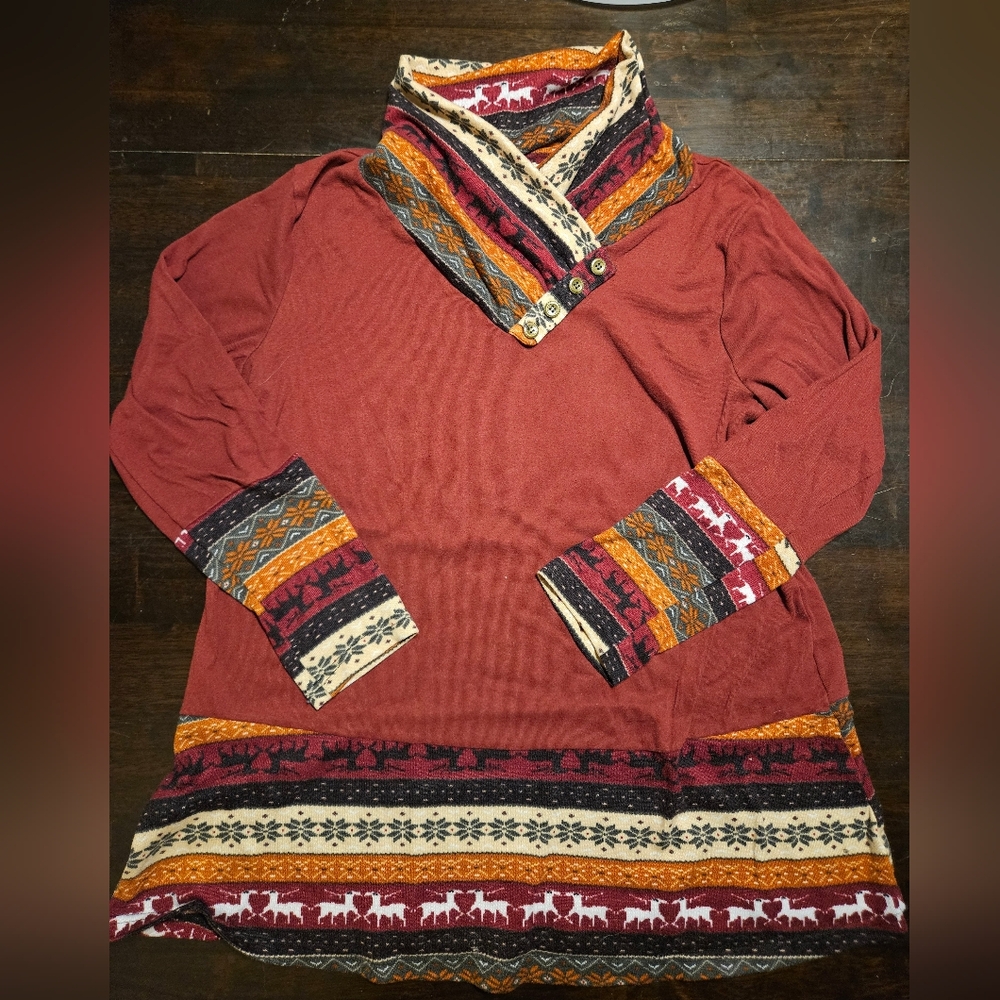 Women's Multicolor Patterned Long Sleeve Shirt
